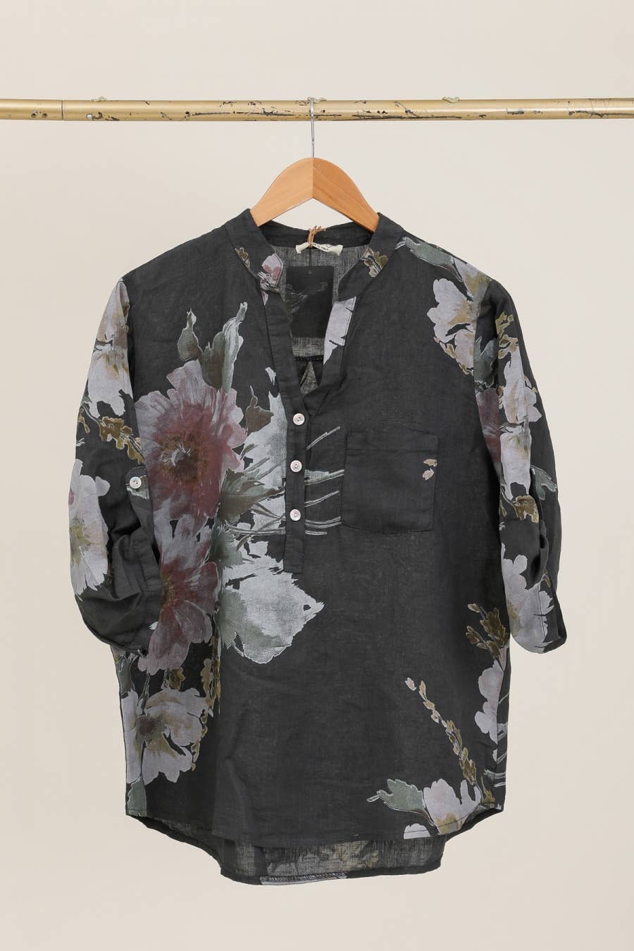 Floral O/S Linen Blouse