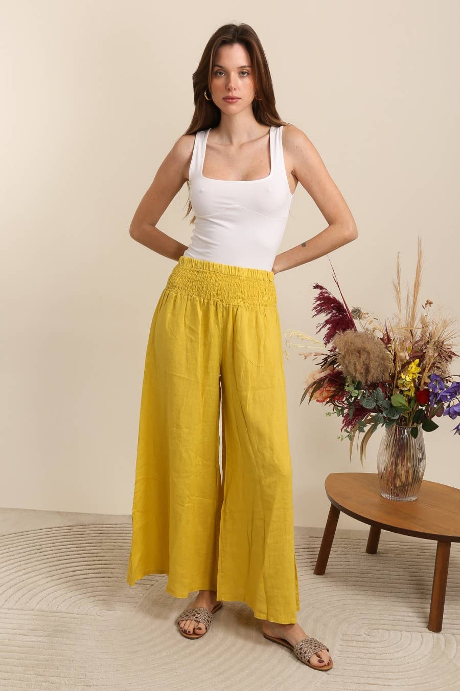 100% Linen Wide Leg Pants