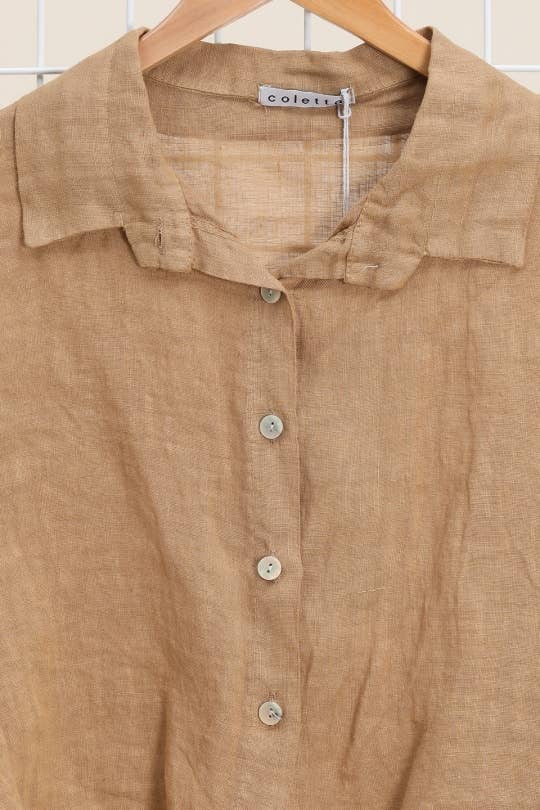 SHORT LINEN JACKET/SHIRT: LILAS