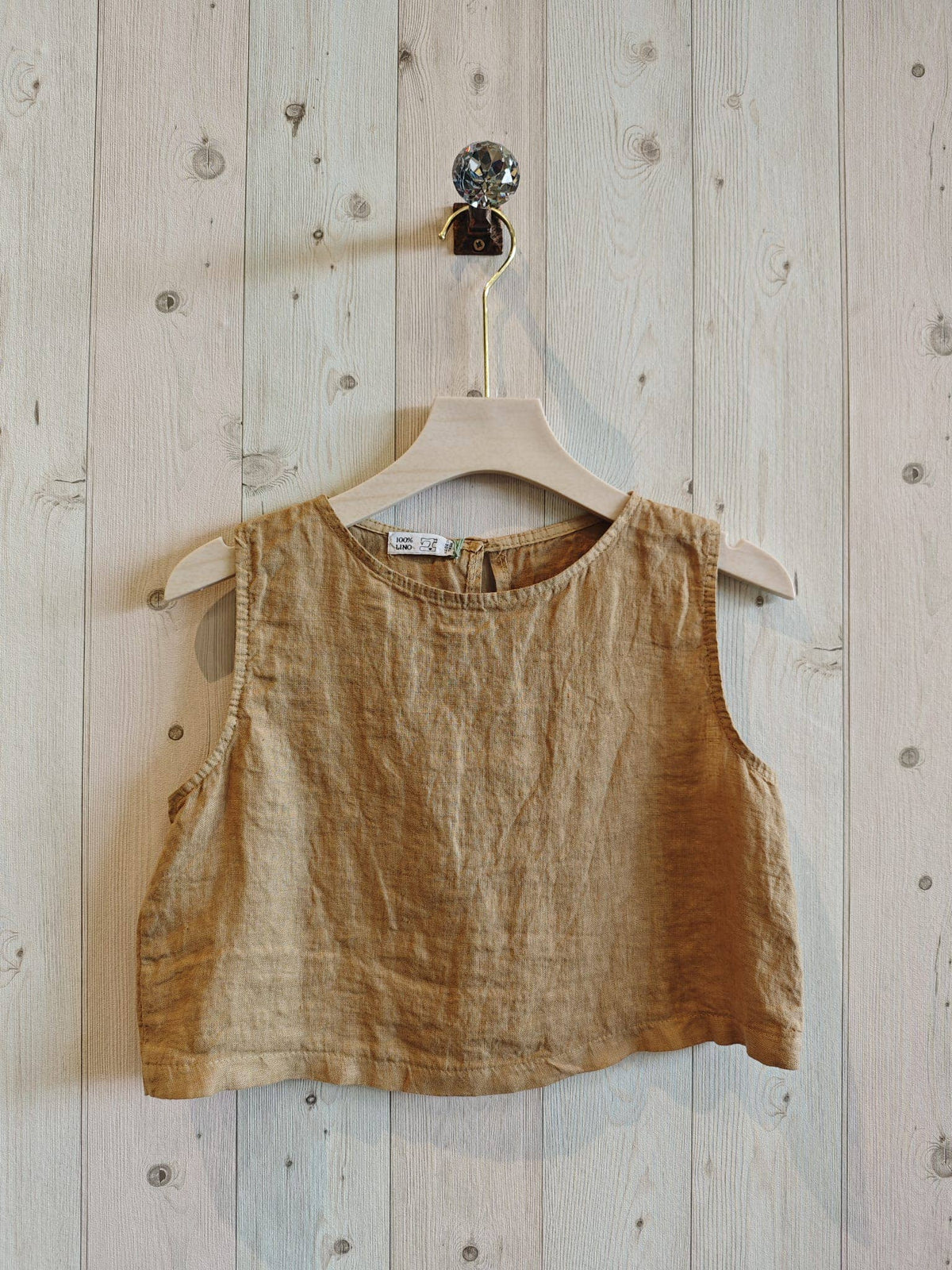Italian Linen Sleeveless Crop Top – view 3