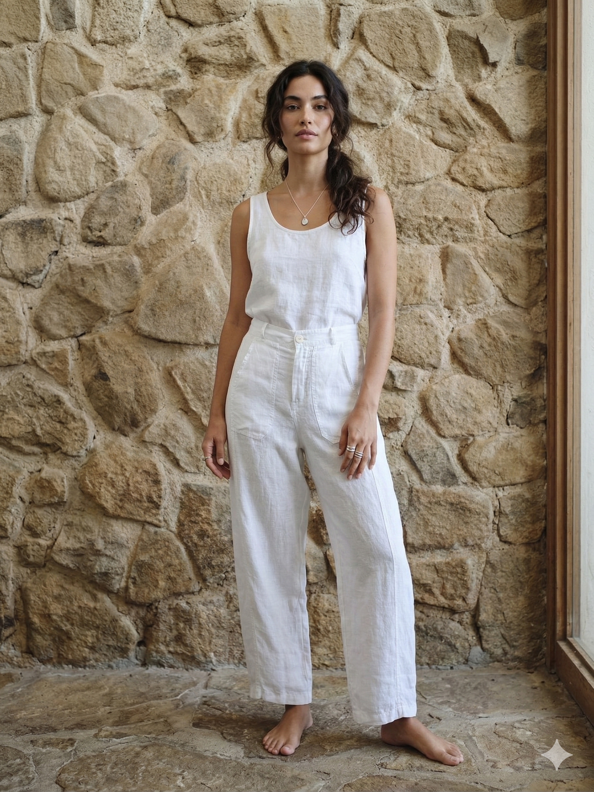 Italian Linen Belt Loop Pants with Pockets