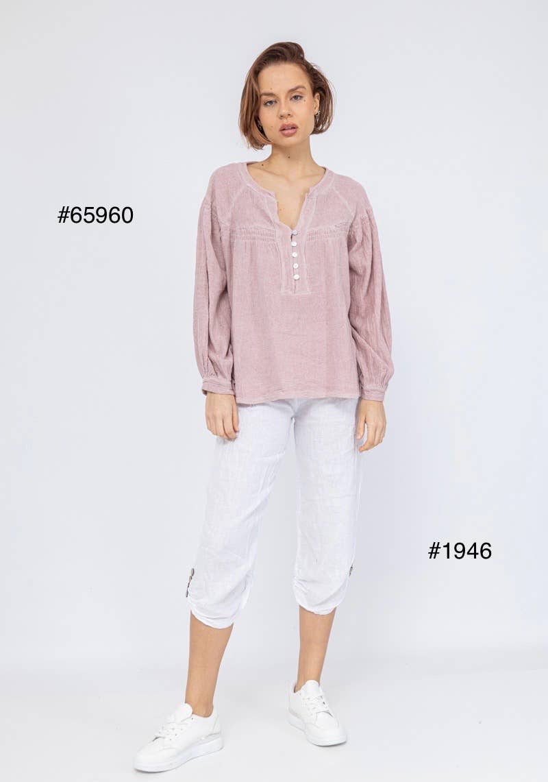 Italian Linen Capri Pants: WHITE