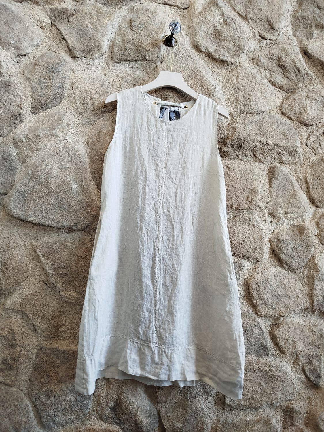 TIE SHORT DRESS 100% LINEN
