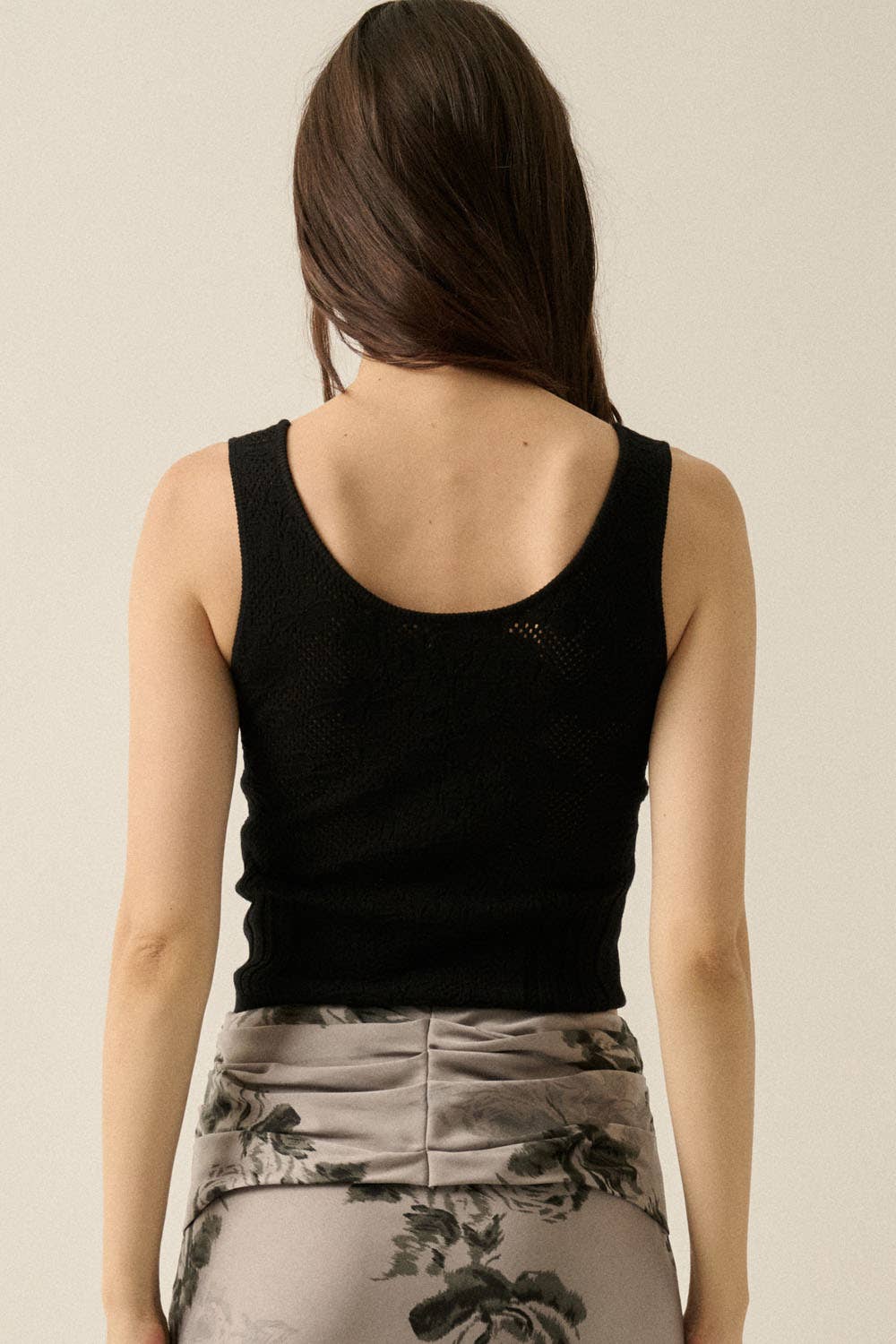 Floral Ribbed Pointelle Knit top