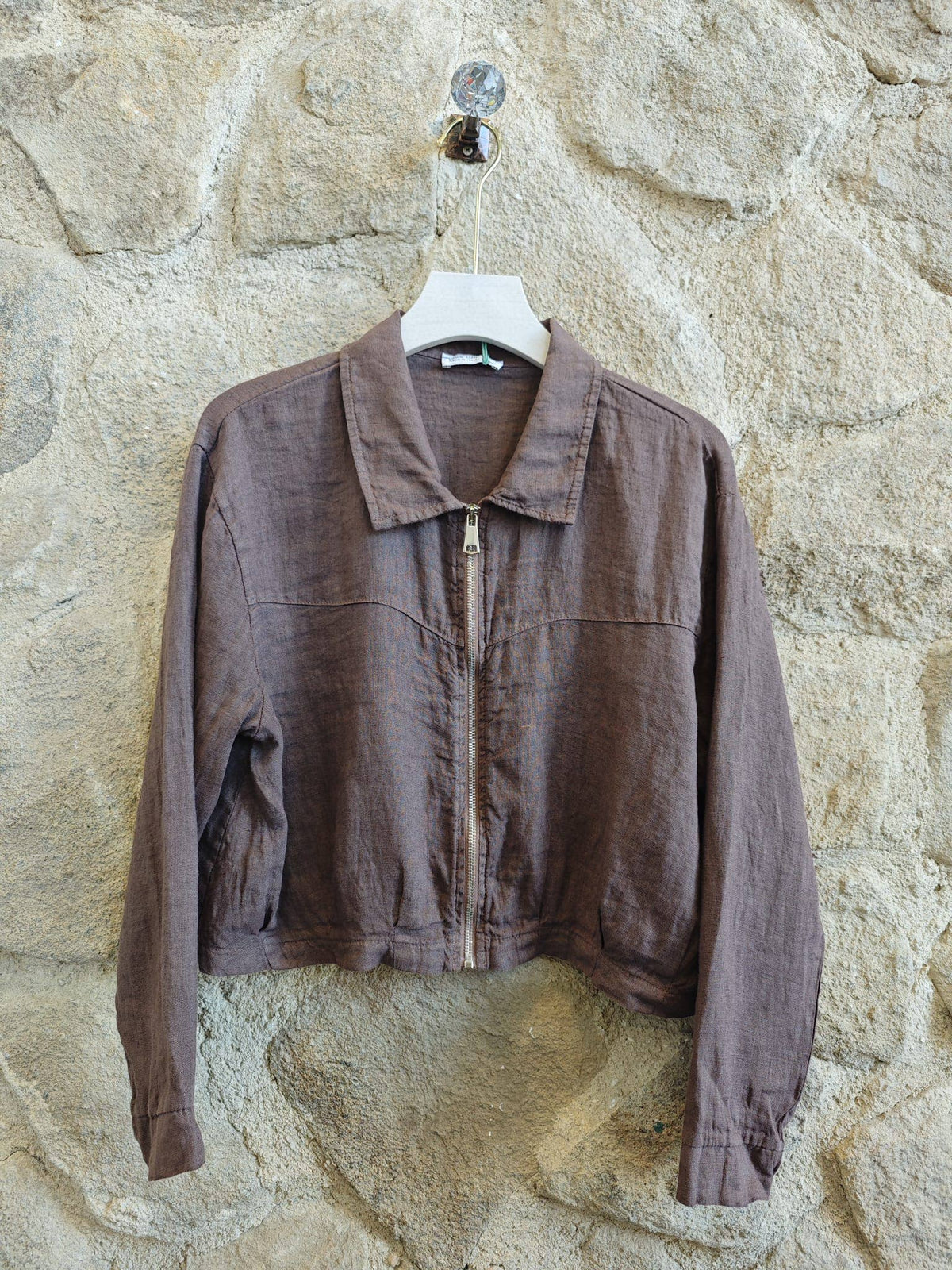 Italian Linen Cropped Zipper Jacket – view 12