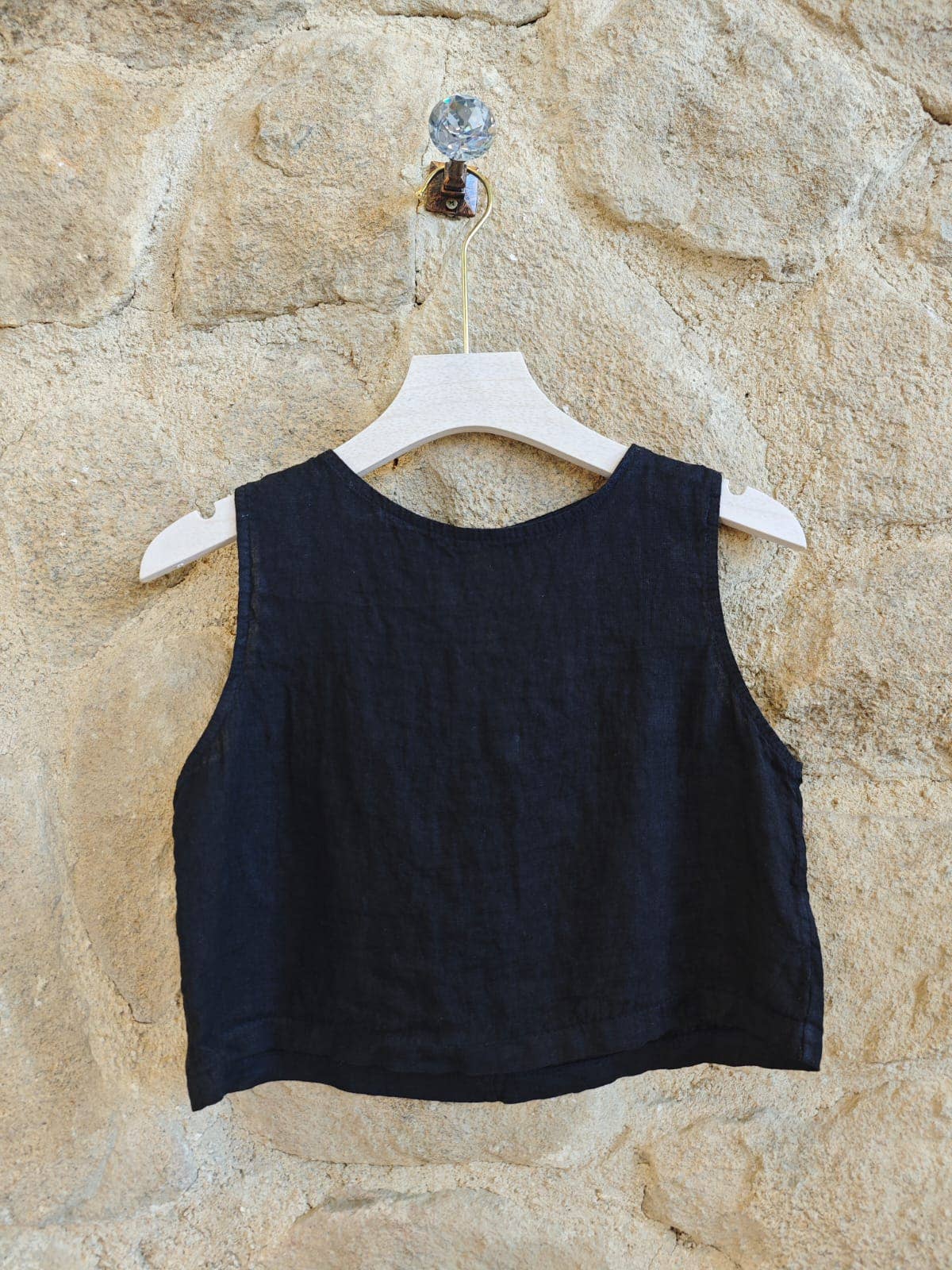 Italian Linen Sleeveless Crop Top – view 10