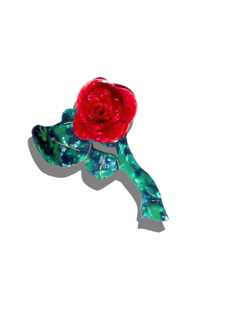 Handmade Rose Stem Flower Hair Clip