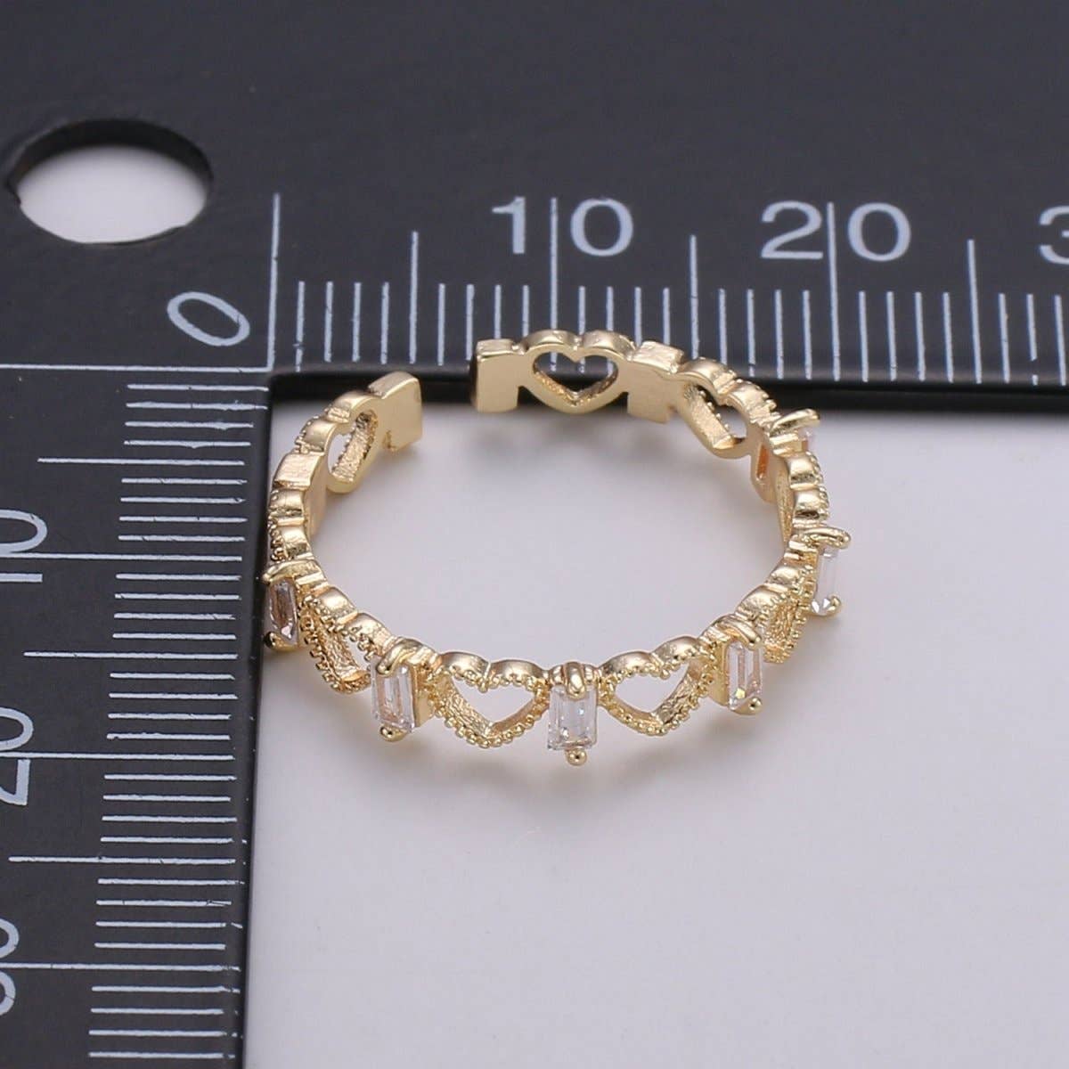 Gold Heart Ring Open Heart RinG Adjustable