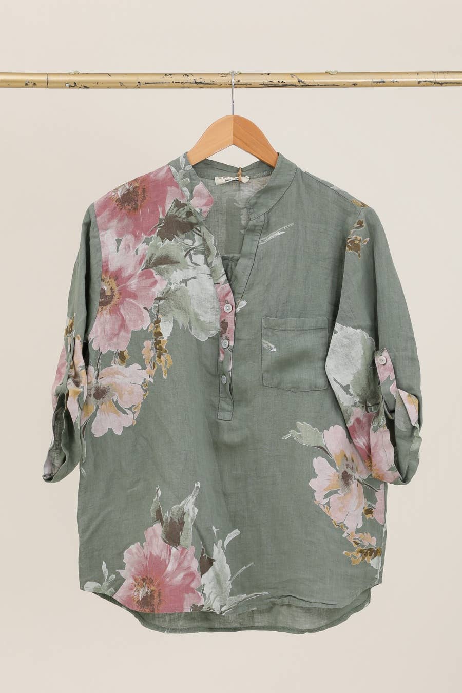 Floral O/S Linen Blouse