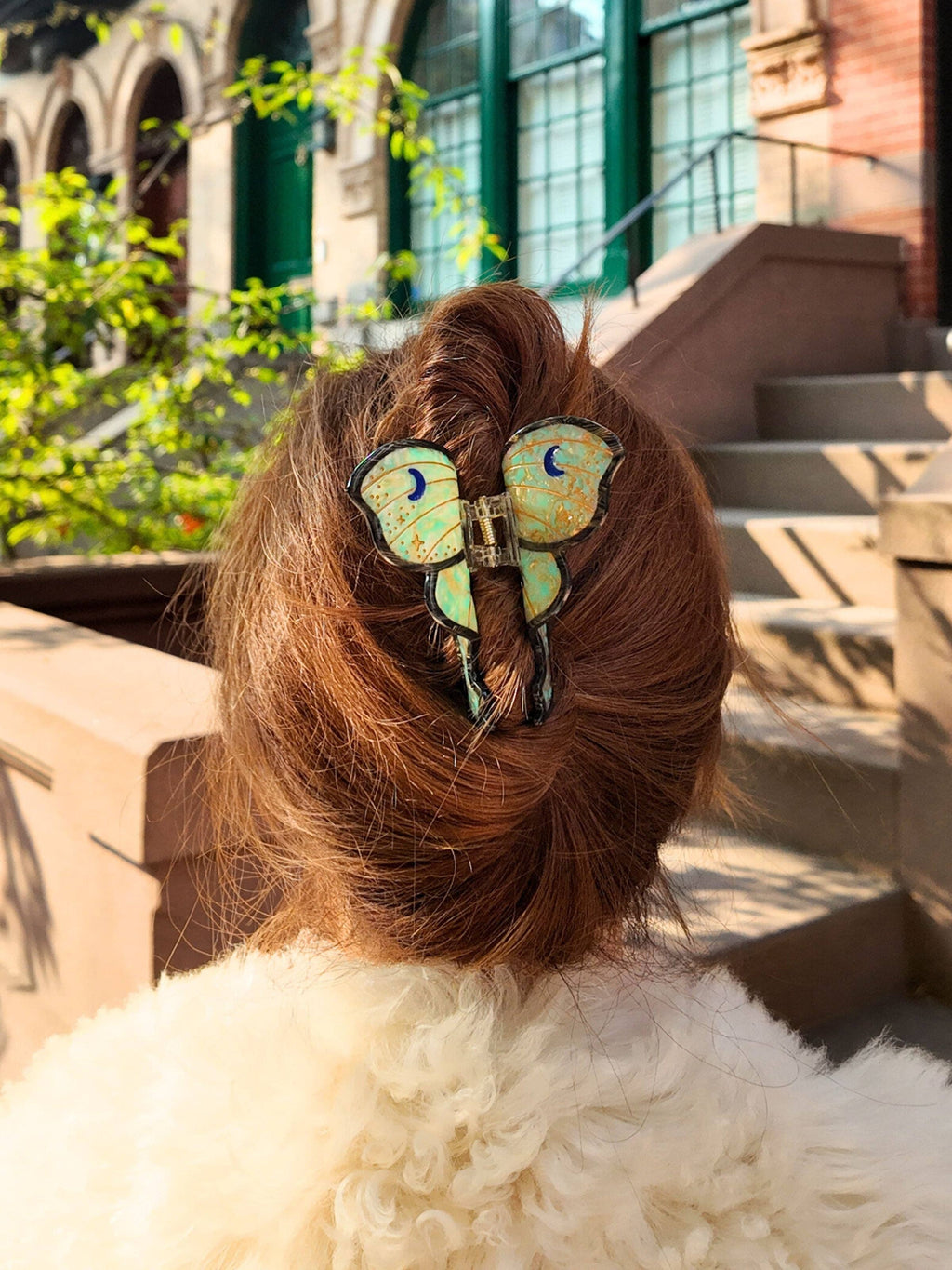 Hand-painted Luna Moth Claw Hair Clip | Eco-Friendly