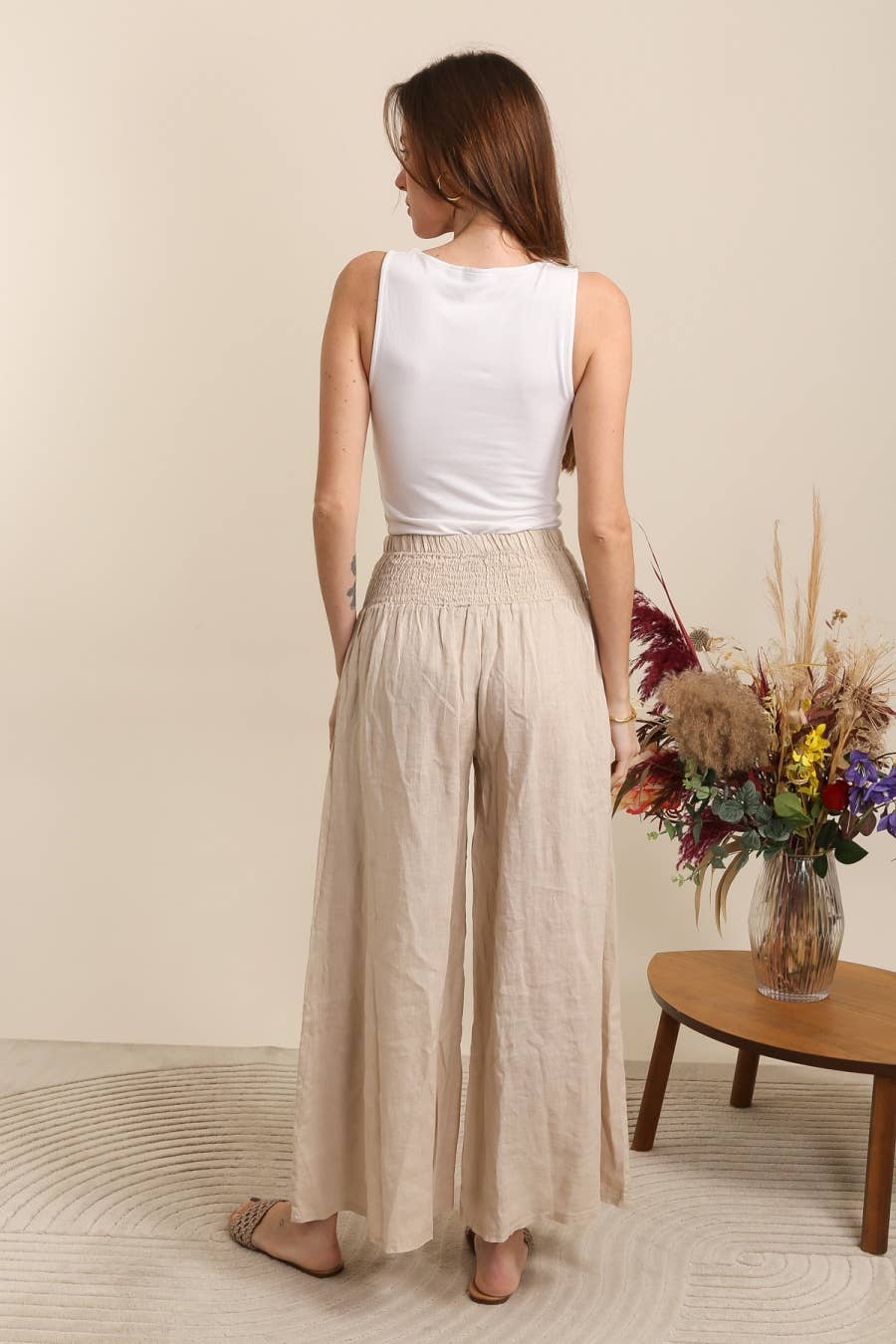 100% Linen Wide Leg Pants