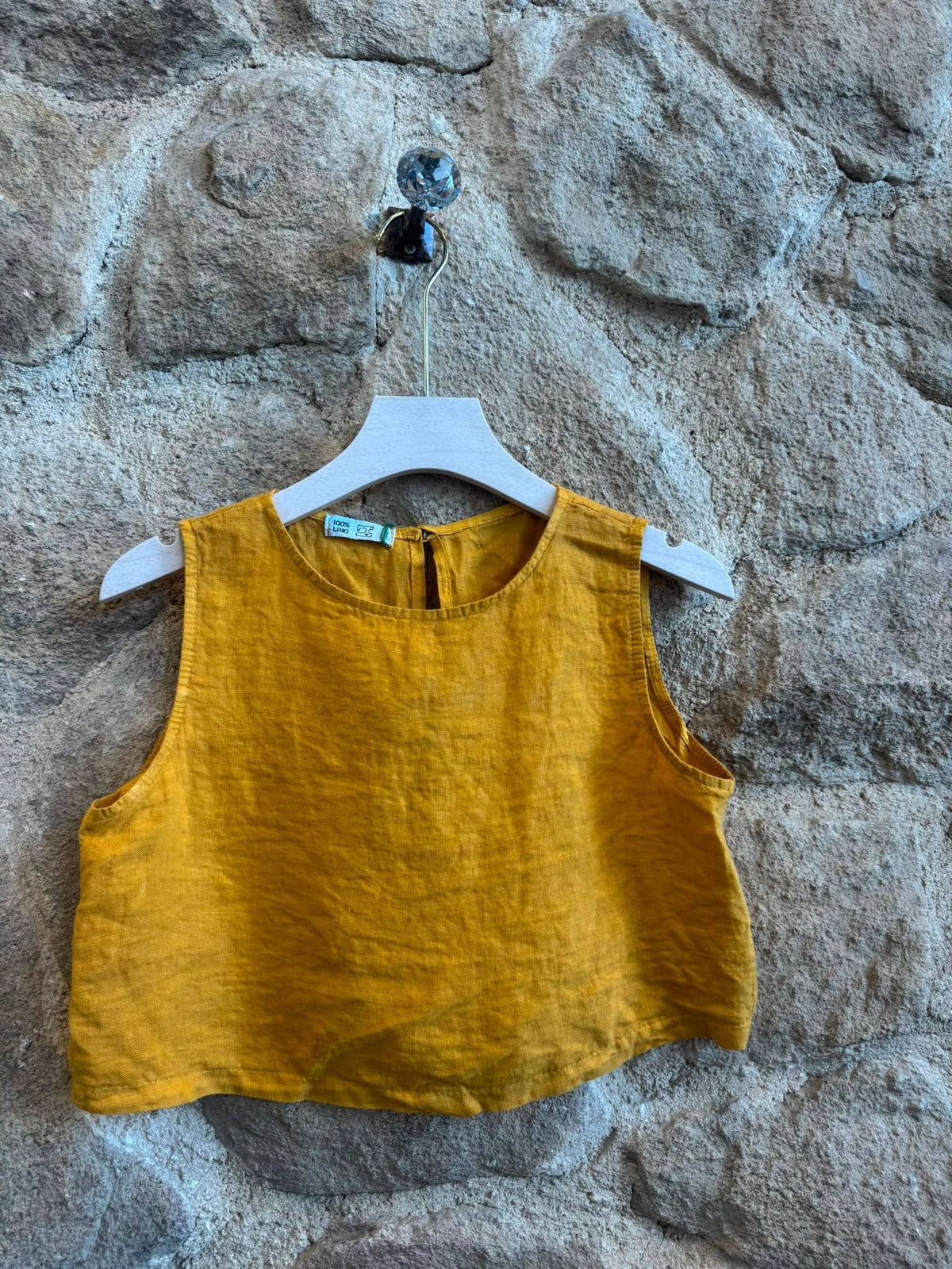 Italian Linen Sleeveless Crop Top – view 20