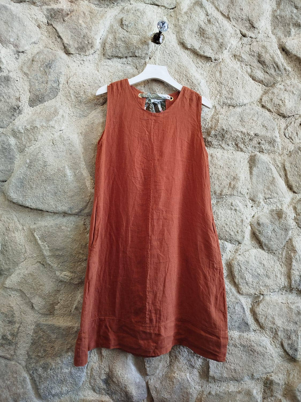 TIE SHORT DRESS 100% LINEN