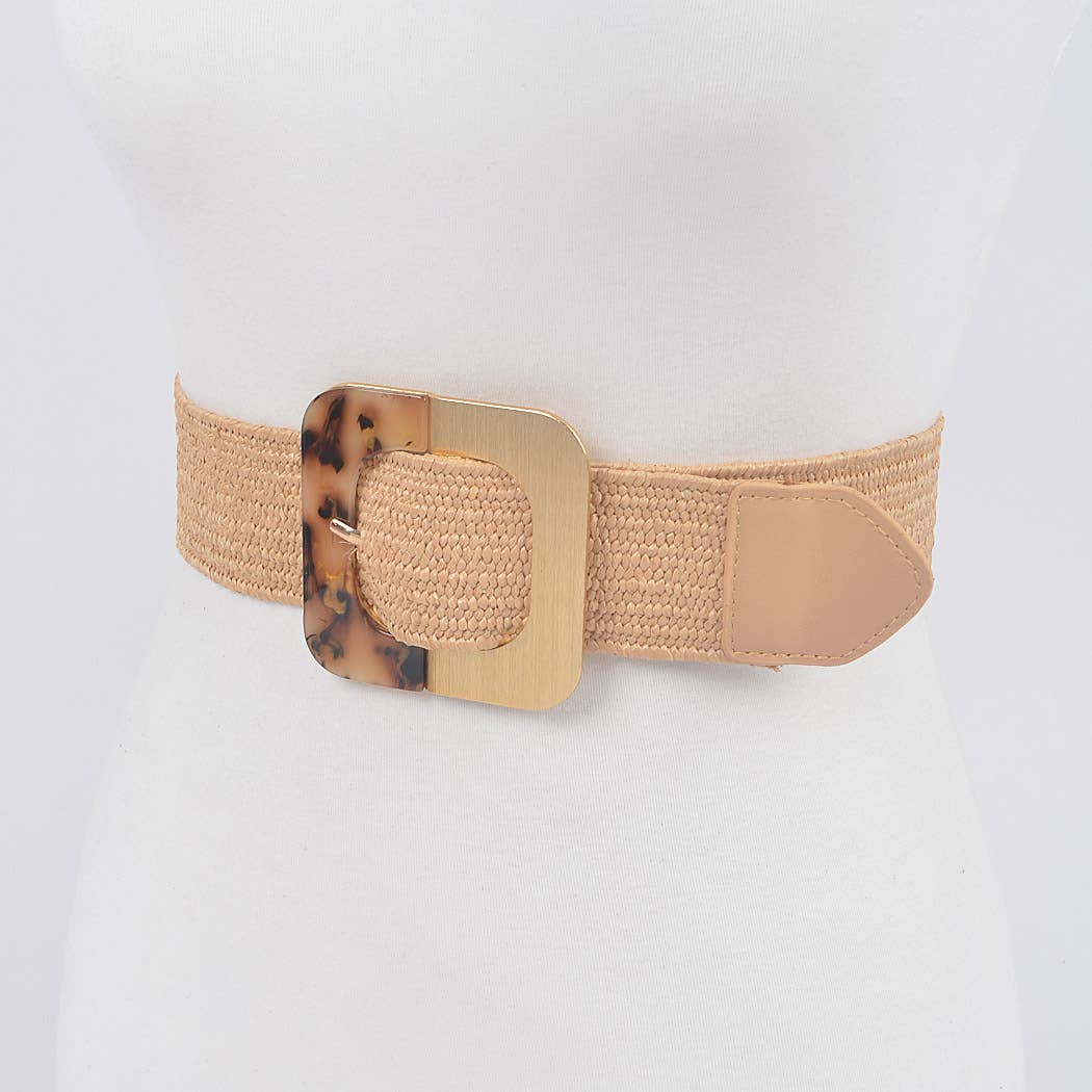Square Metal Buckle Stretch Belt