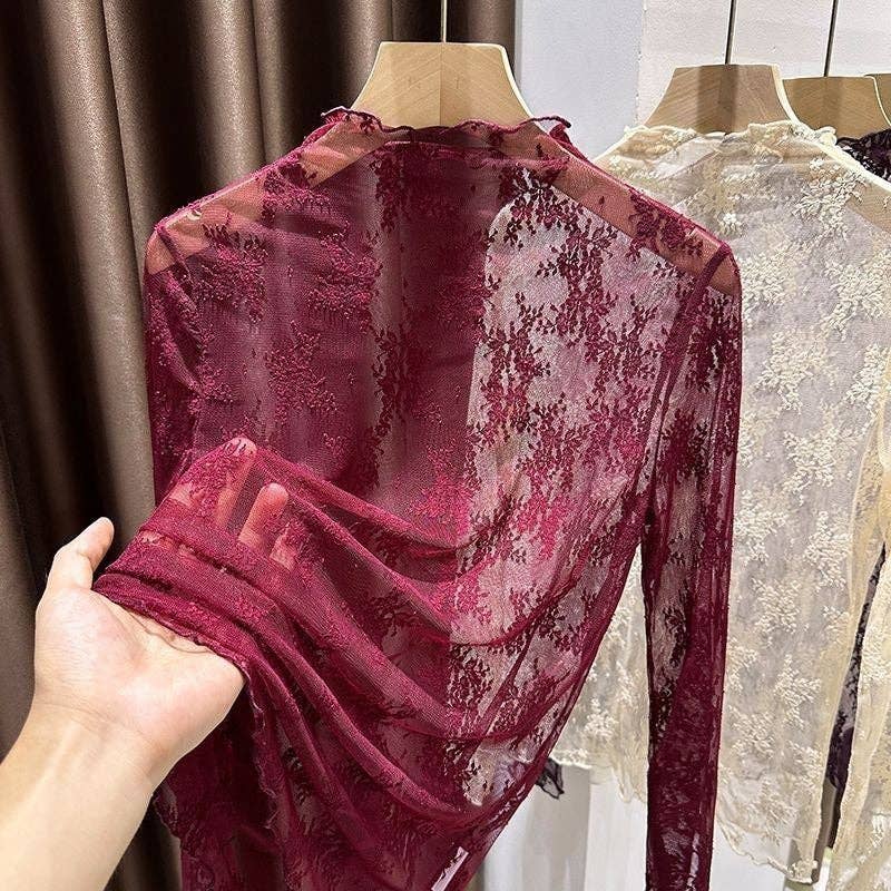 Floral Lace Sheer Long Sleeve