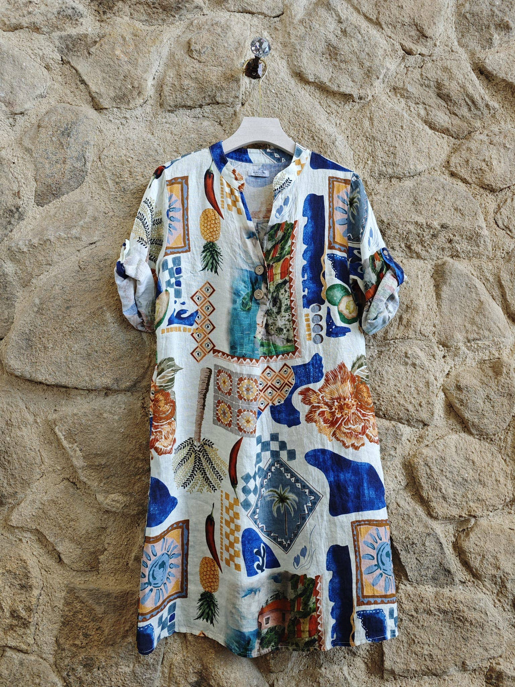 Fish Print Linen Dress