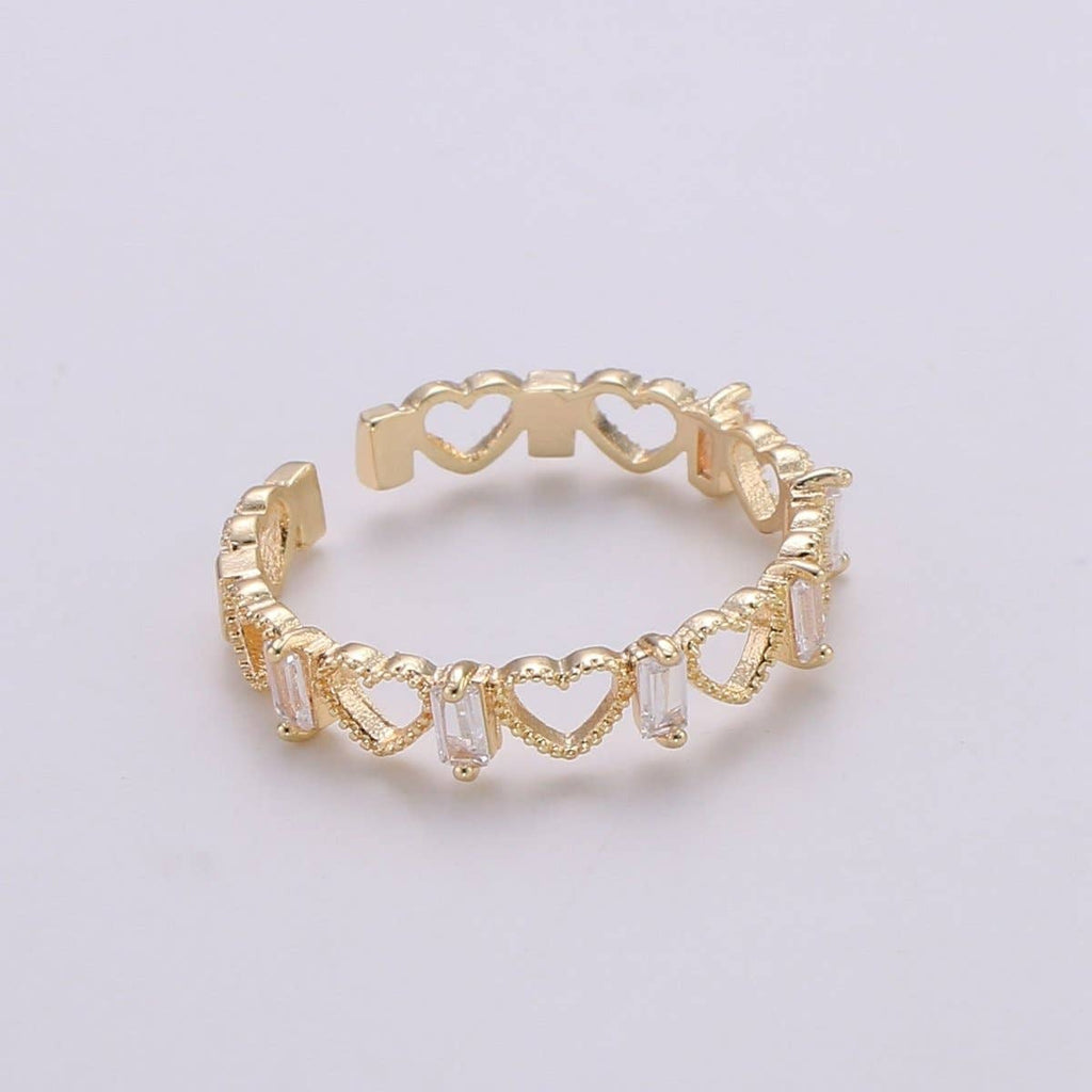 Gold Heart Ring Open Heart RinG Adjustable