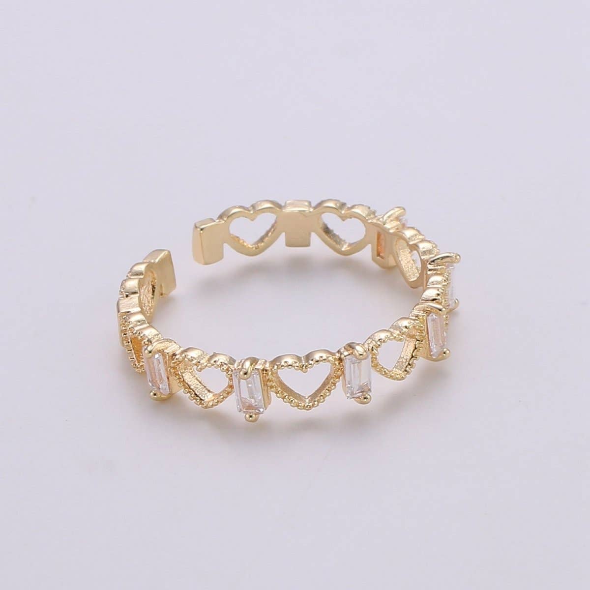 Gold Heart Ring Open Heart RinG Adjustable