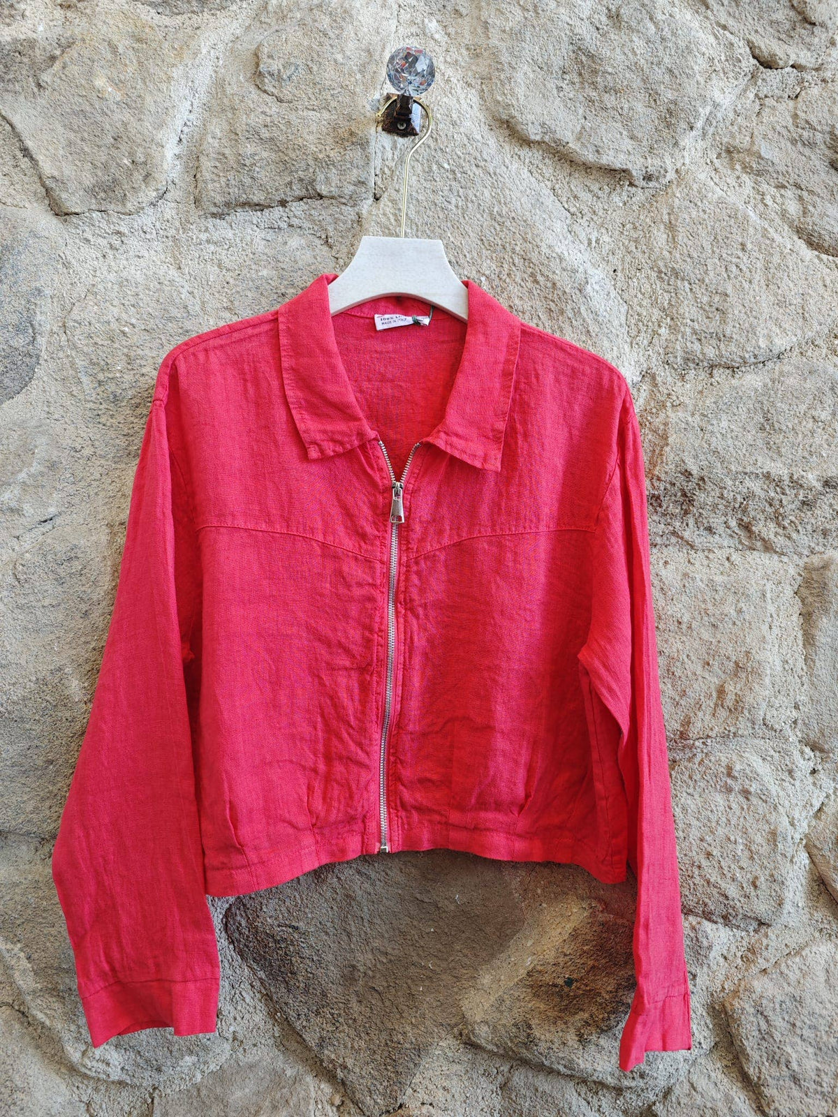 Italian Linen Cropped Zipper Jacket – view 10