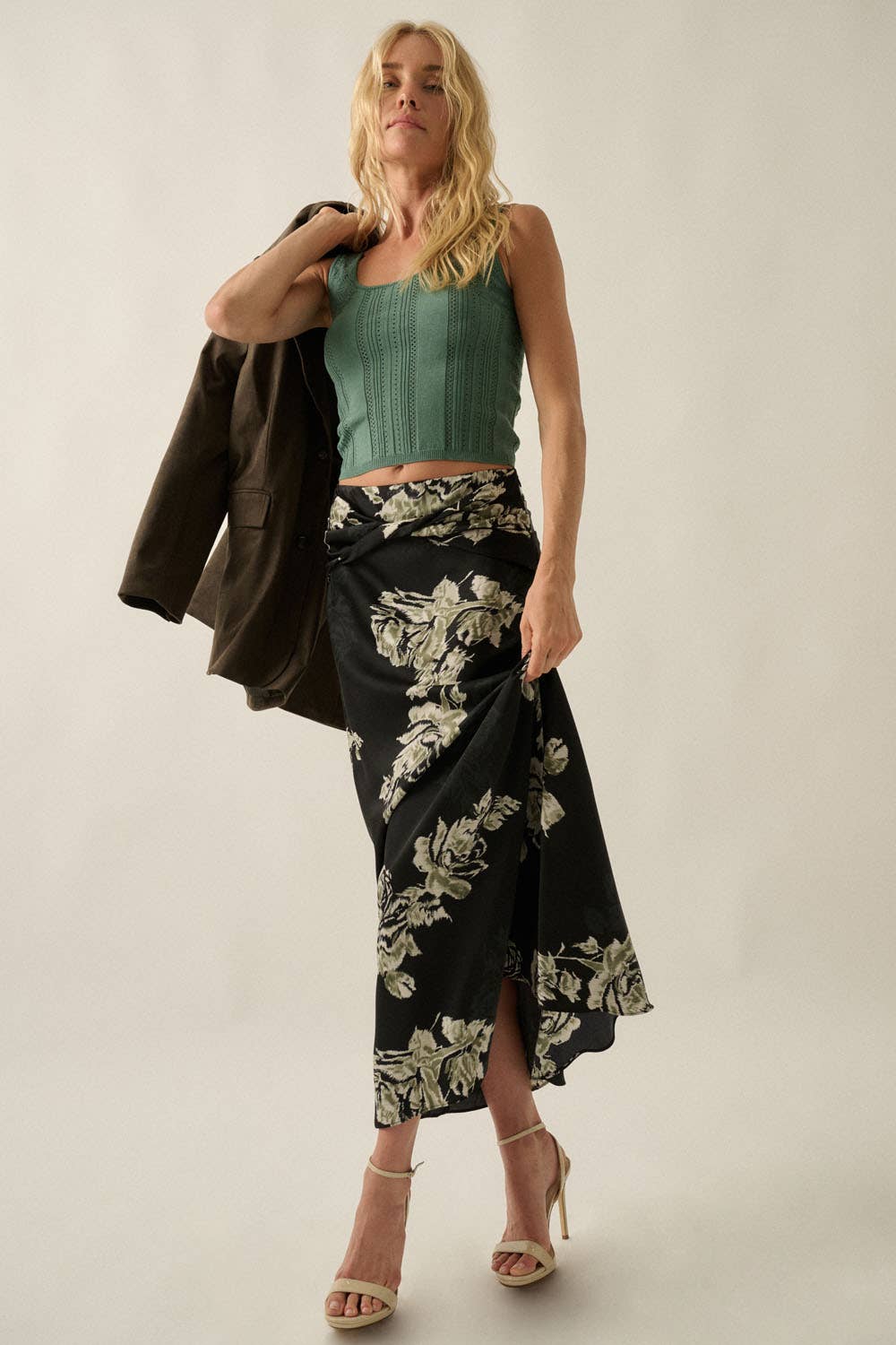 Floral Ribbed Pointelle Knit top