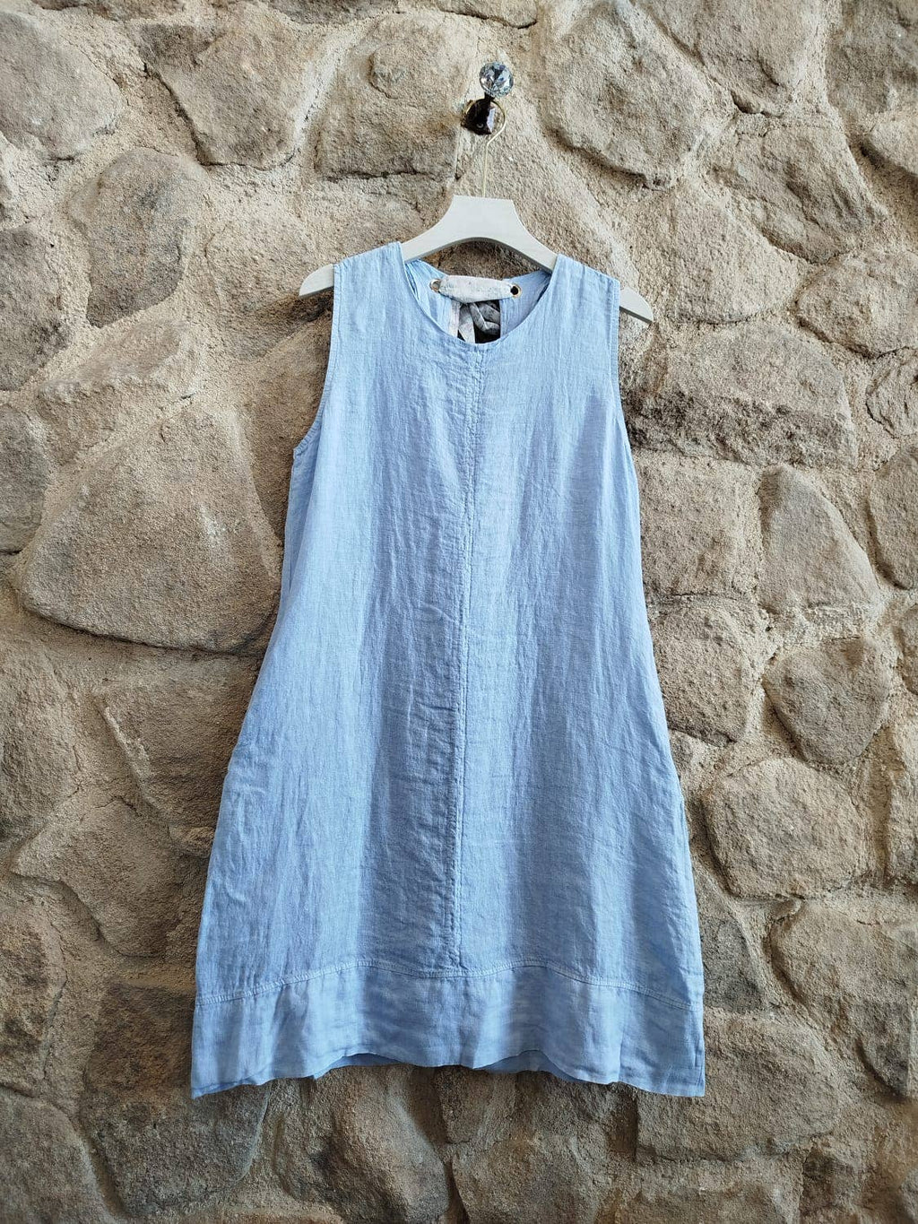 TIE SHORT DRESS 100% LINEN