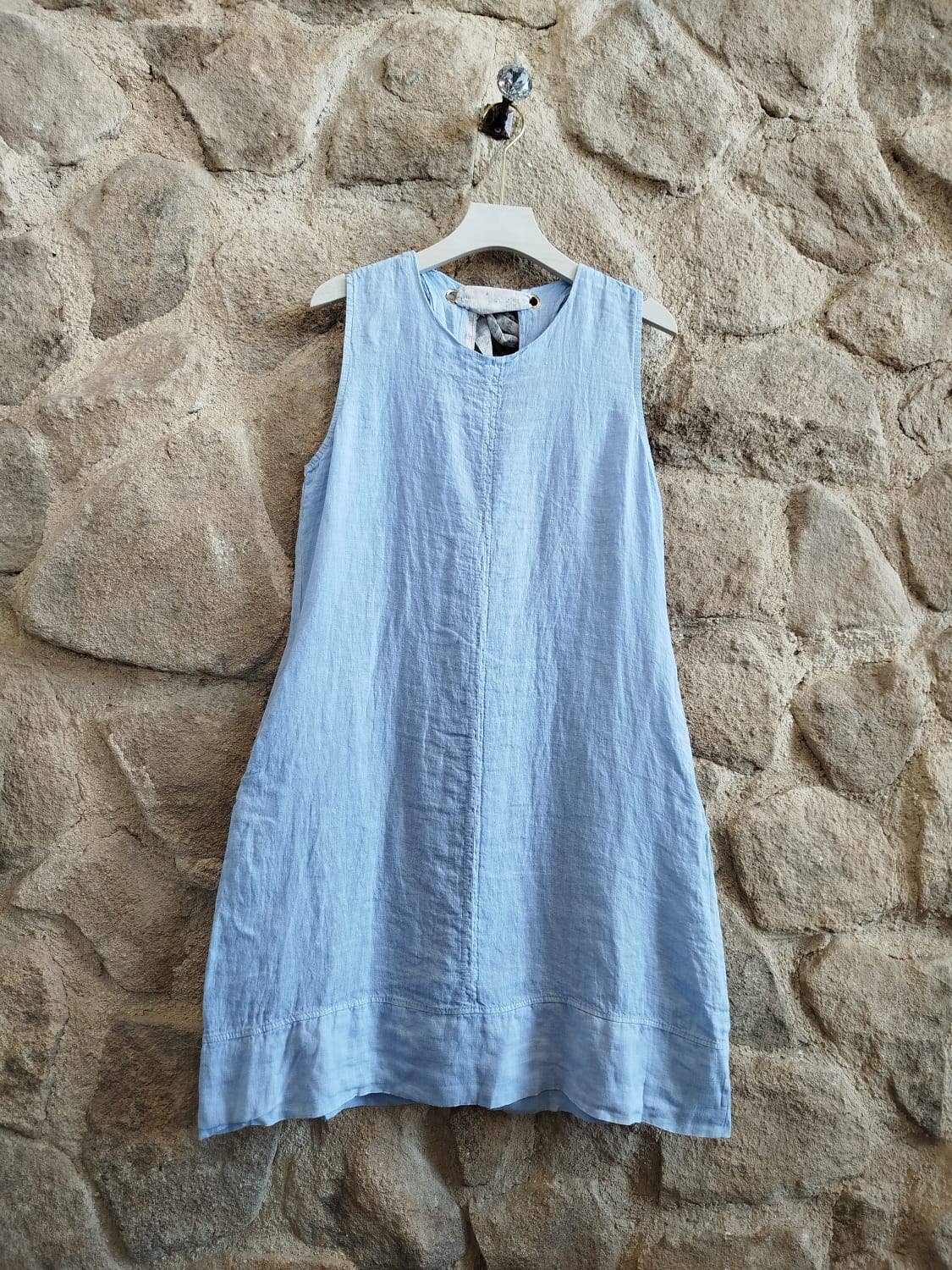 TIE SHORT DRESS 100% LINEN