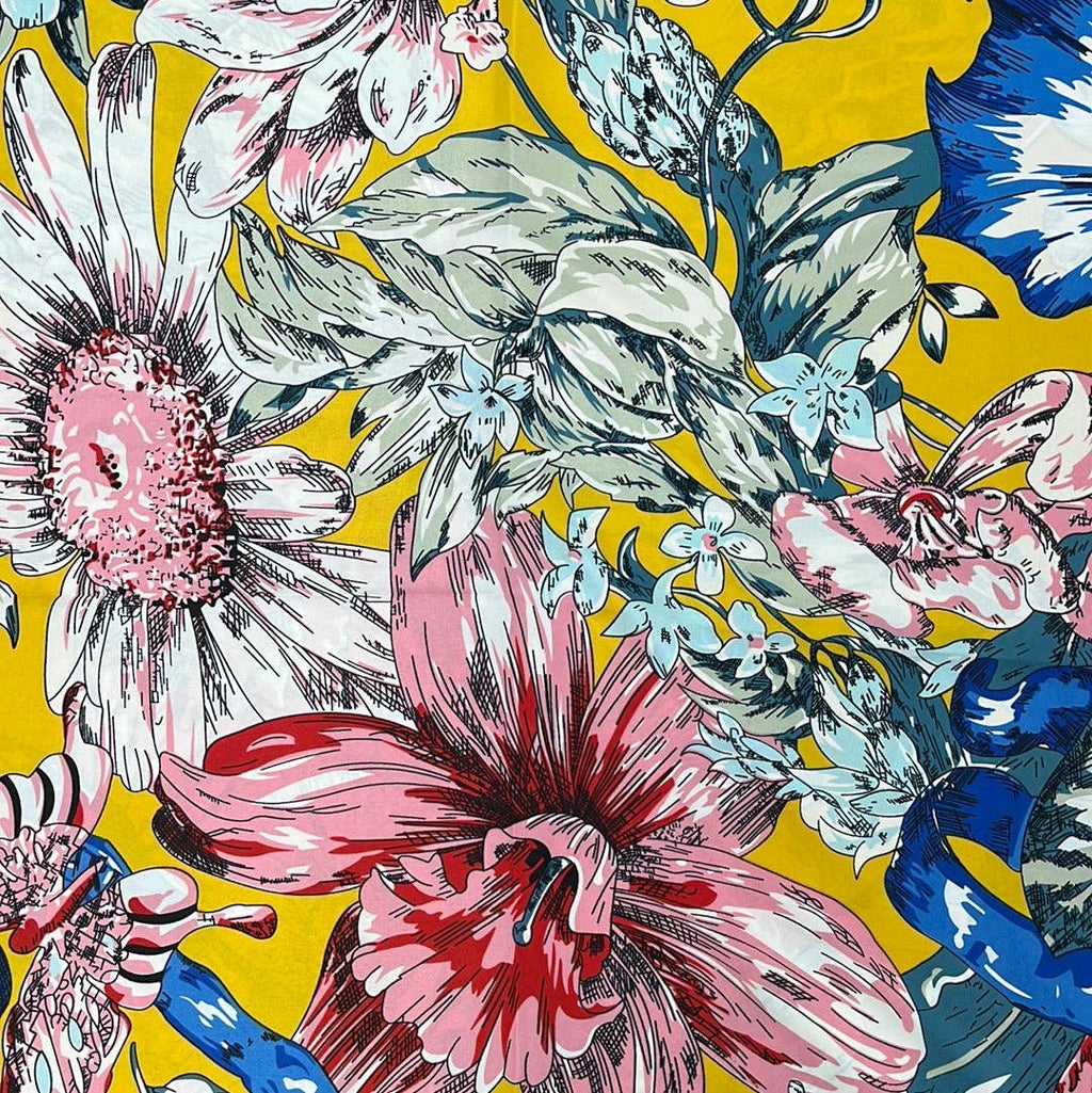 MOTH FLORAL SQUARE SCARF