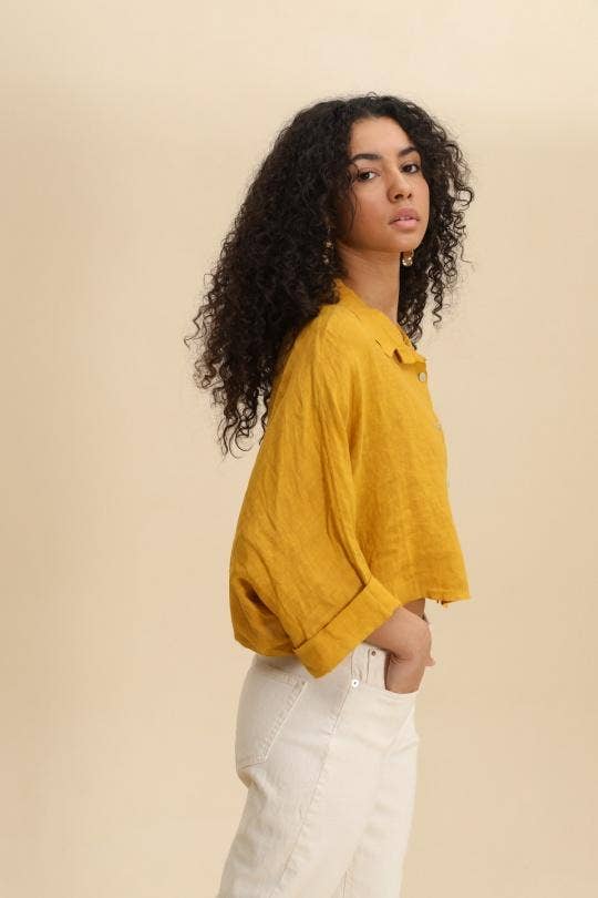 SHORT LINEN JACKET/SHIRT: Rose