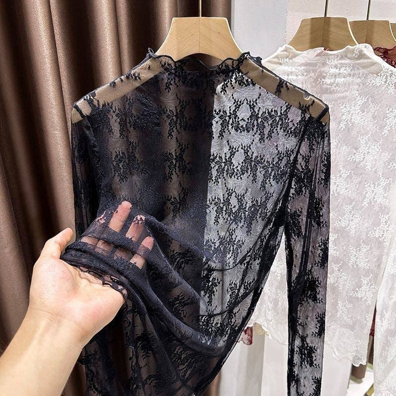 Floral Lace Sheer Long Sleeve