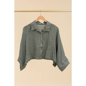 SHORT LINEN JACKET/SHIRT: Blanc