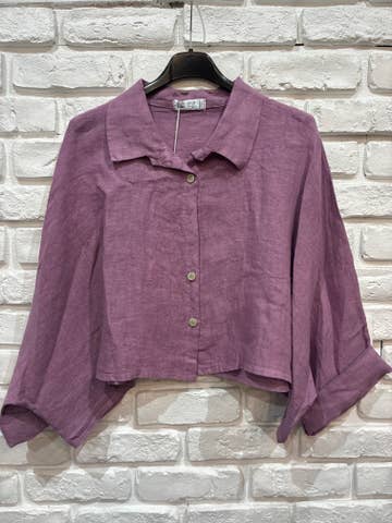 SHORT LINEN JACKET/SHIRT: LILAS
