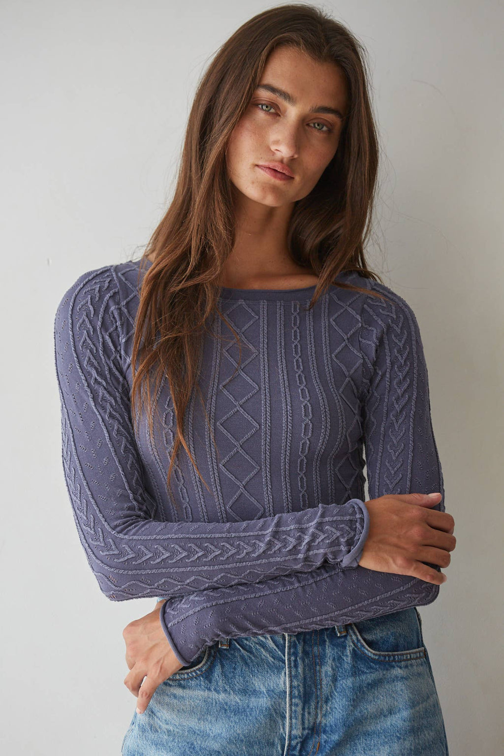 Knit Round Neck Long Sleeve Top