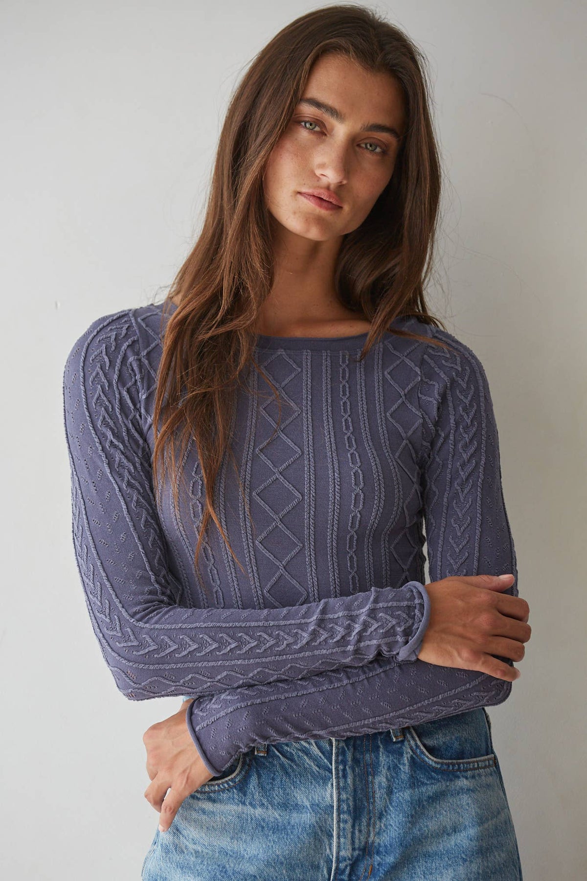 Knit Round Neck Long Sleeve Top