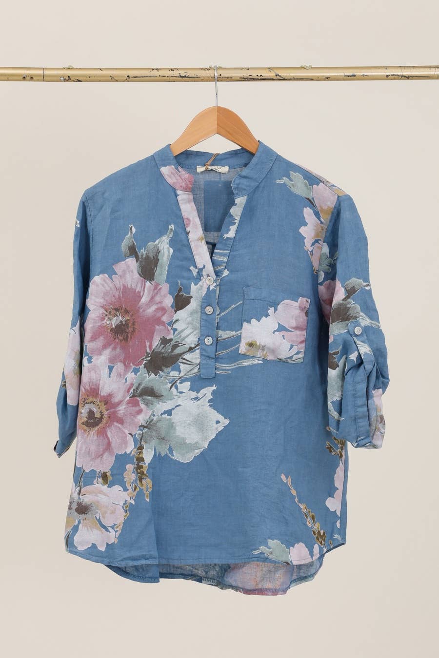 Floral O/S Linen Blouse