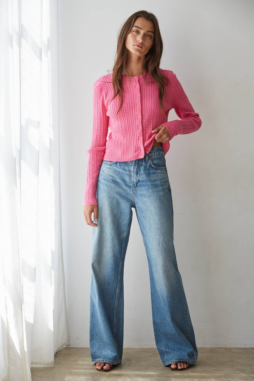 Cotton Button Cardigan Top