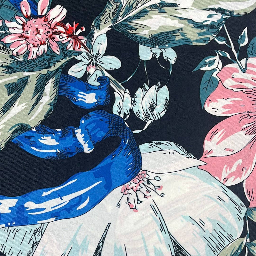 MOTH FLORAL SQUARE SCARF