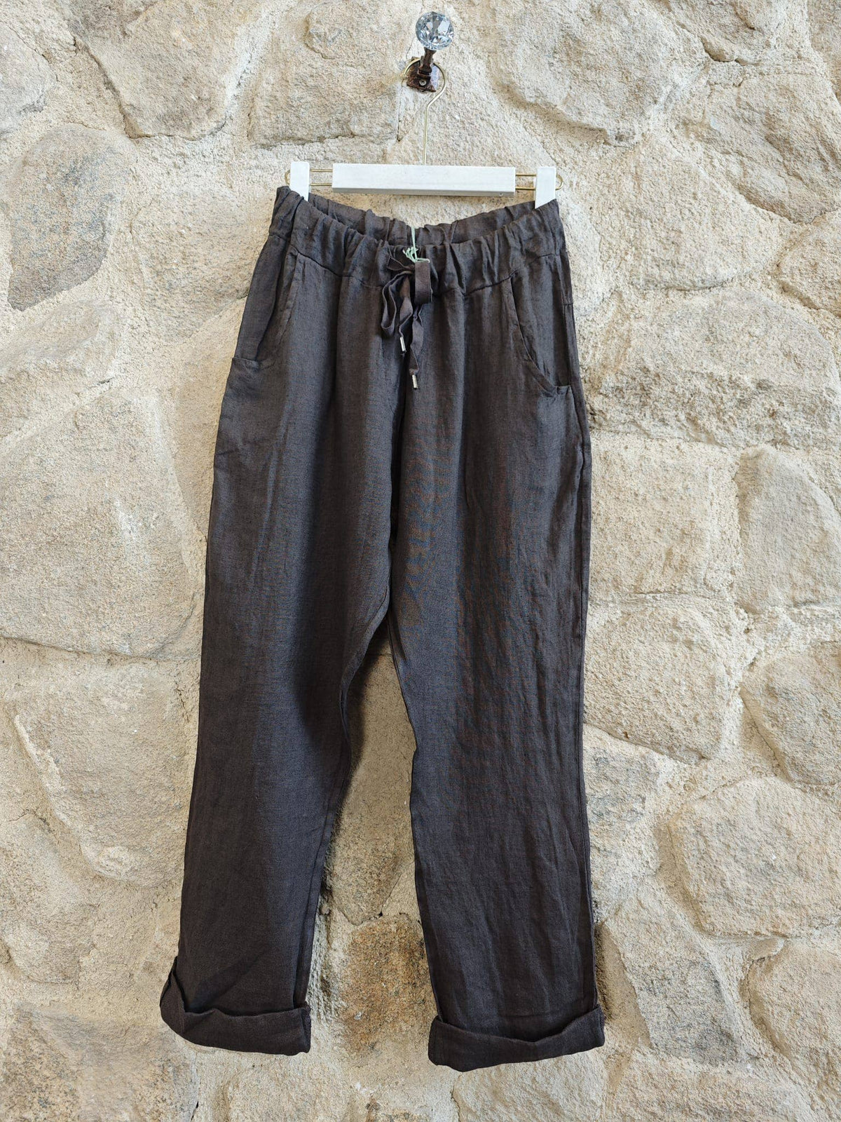 Italian Linen Front Tie Capri Pants – view 4