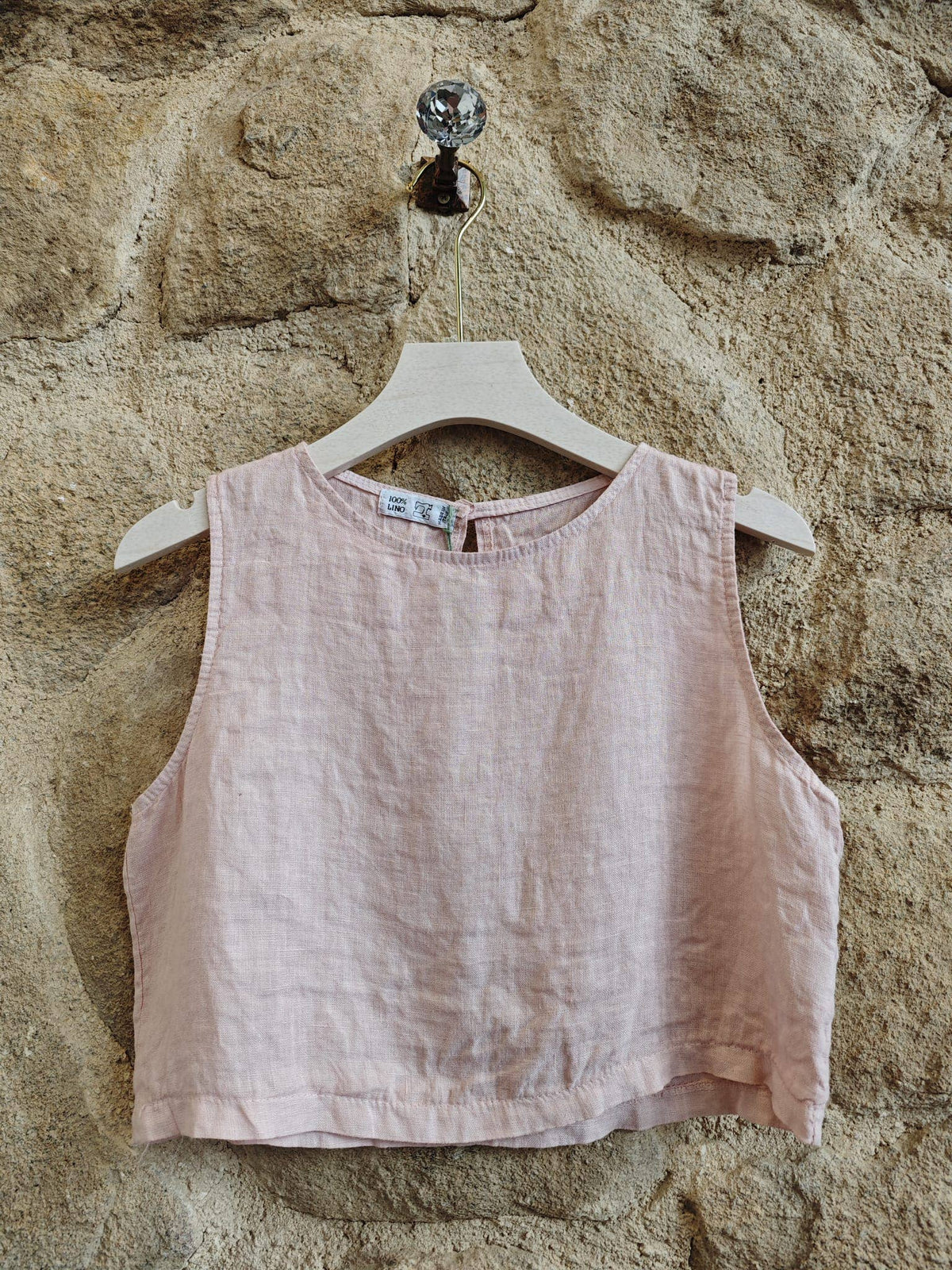 Italian Linen Sleeveless Crop Top – view 12