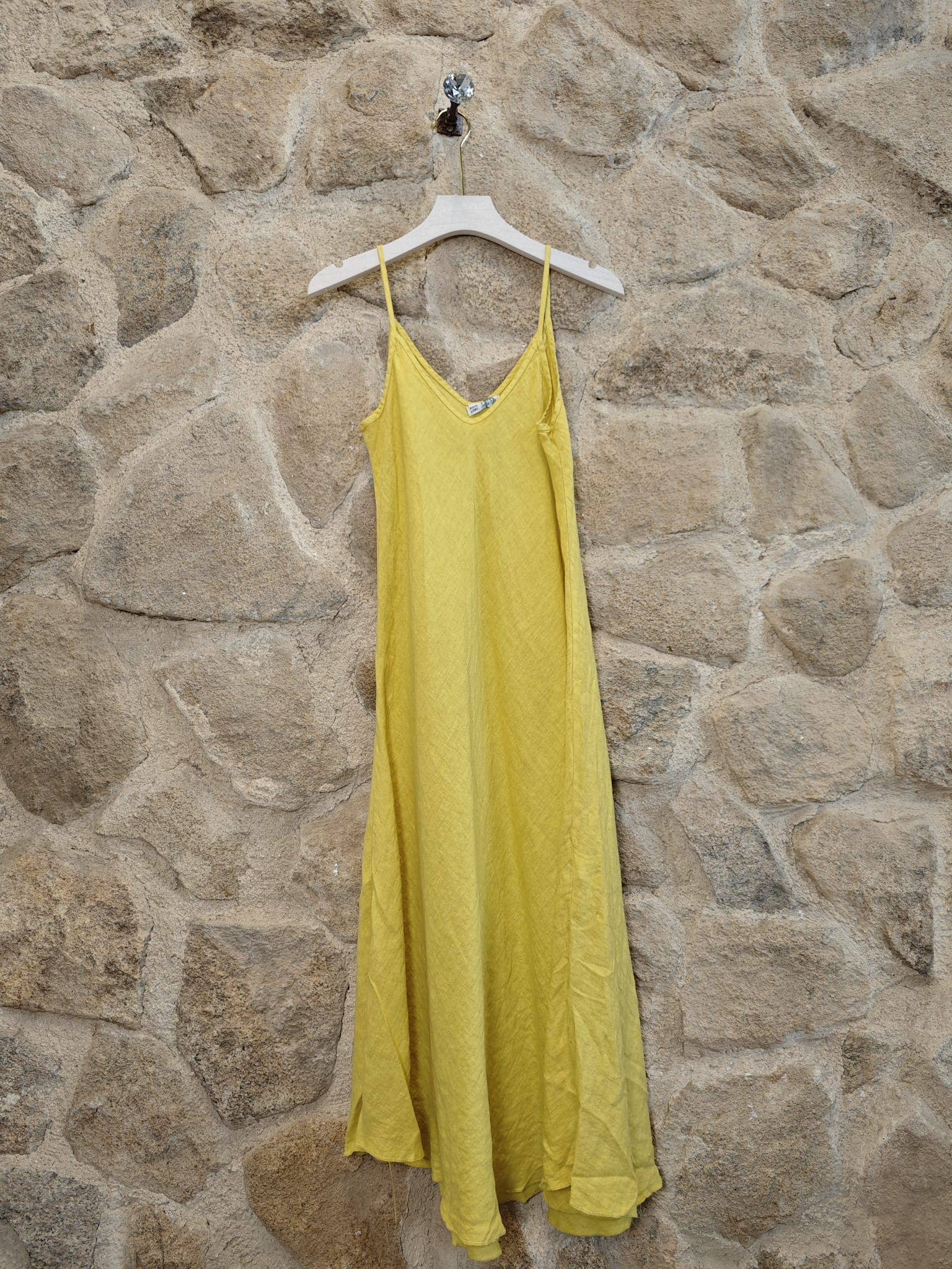 100% LINEN STRAPPY LONG DRESS