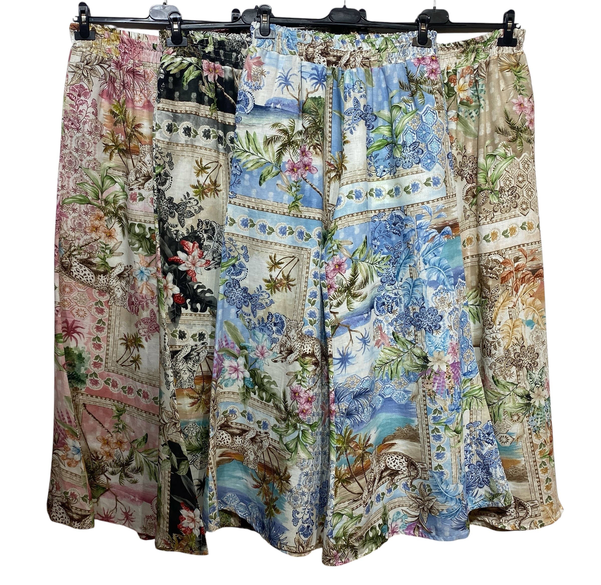 PRINTED TROUSERS IN 100% LINEN