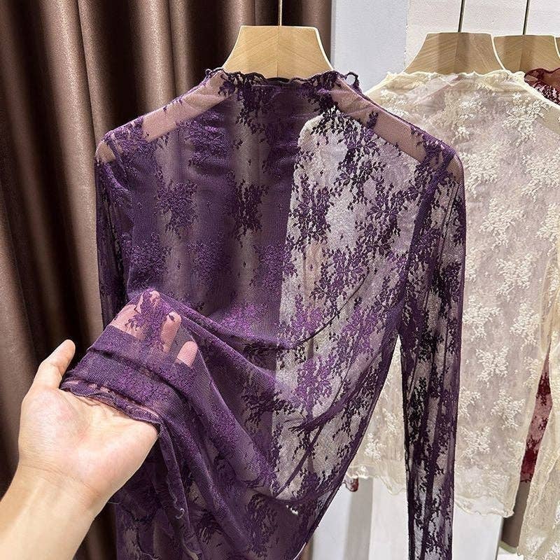 Floral Lace Sheer Long Sleeve