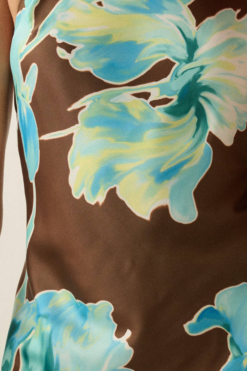 Floral Print Satin Halter Mini Slip Dress