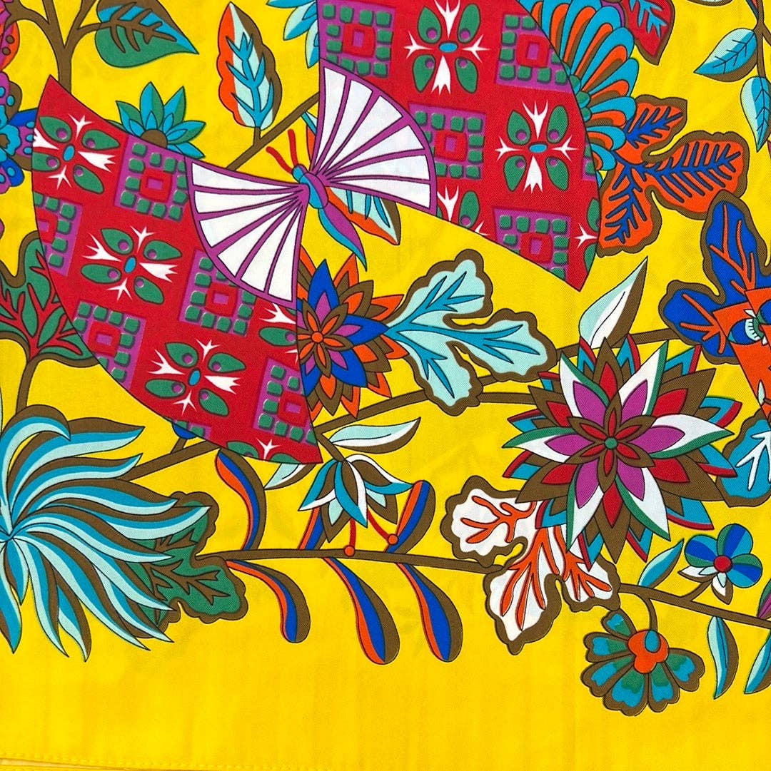 FLORAL AND ABSTRACT SQUARE SCARF