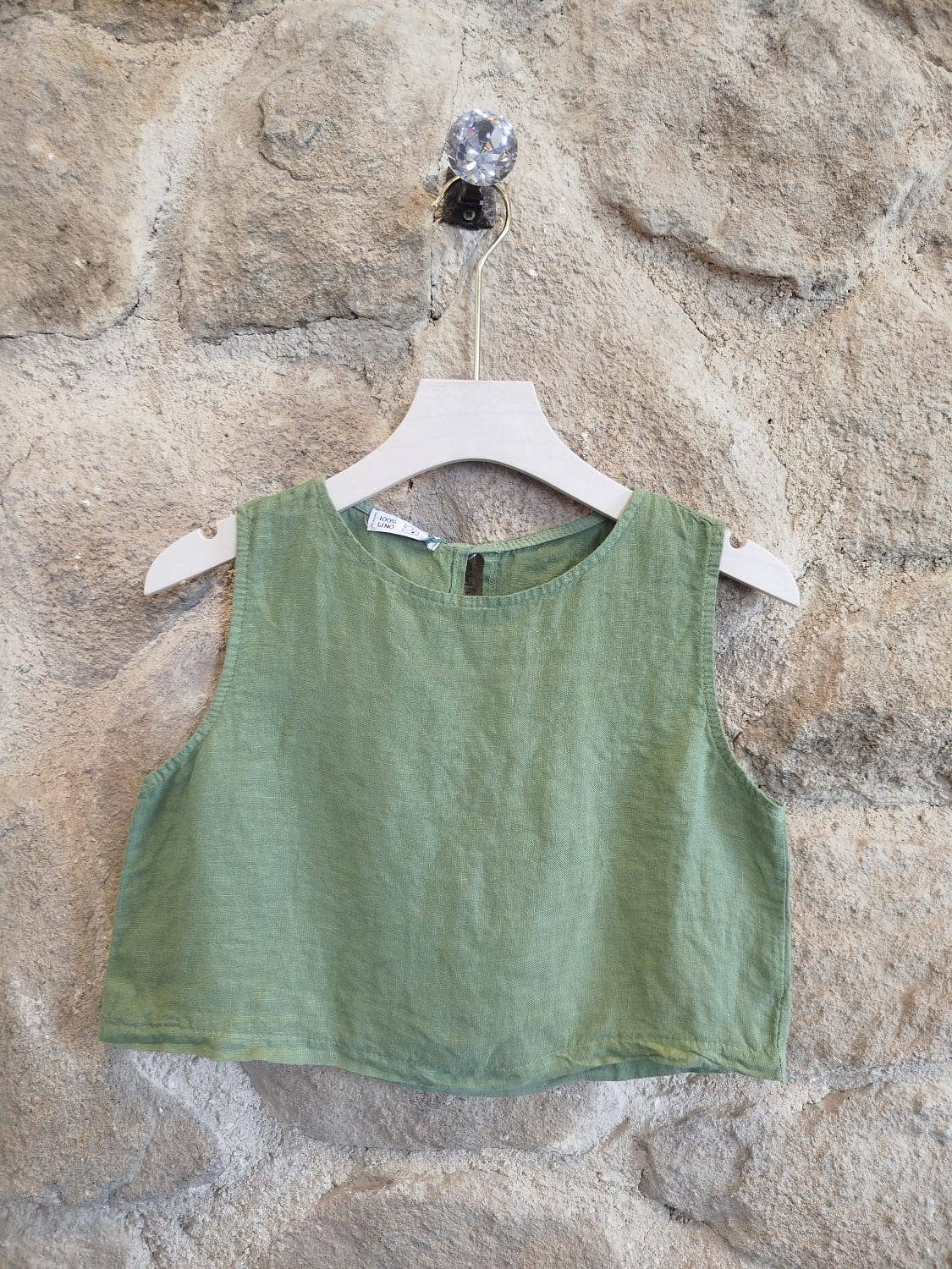 Italian Linen Sleeveless Crop Top – view 11