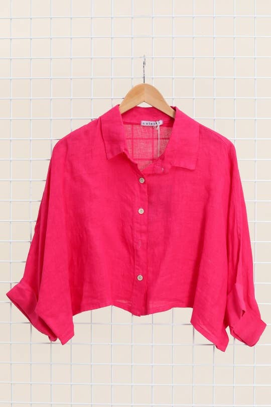 SHORT LINEN JACKET/SHIRT: LILAS