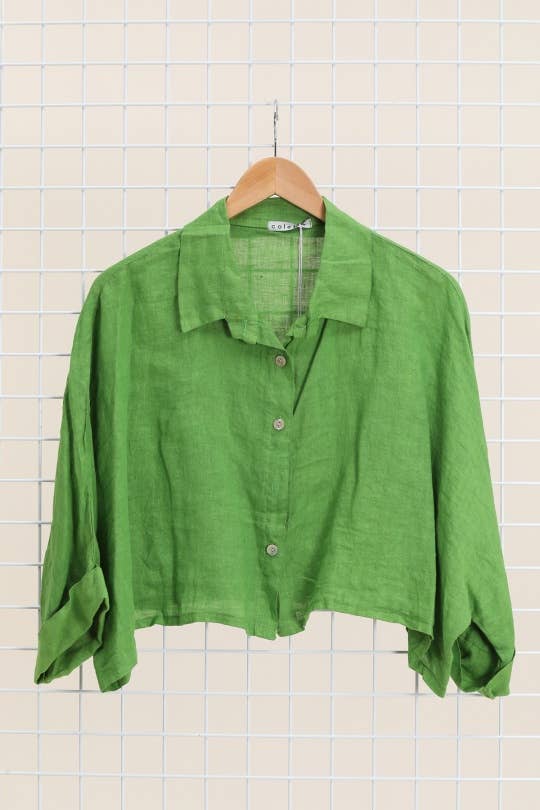 SHORT LINEN JACKET/SHIRT: LILAS
