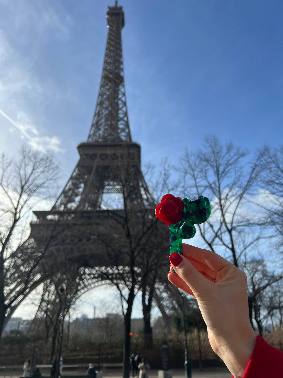 Handmade Rose Stem Flower Hair Clip