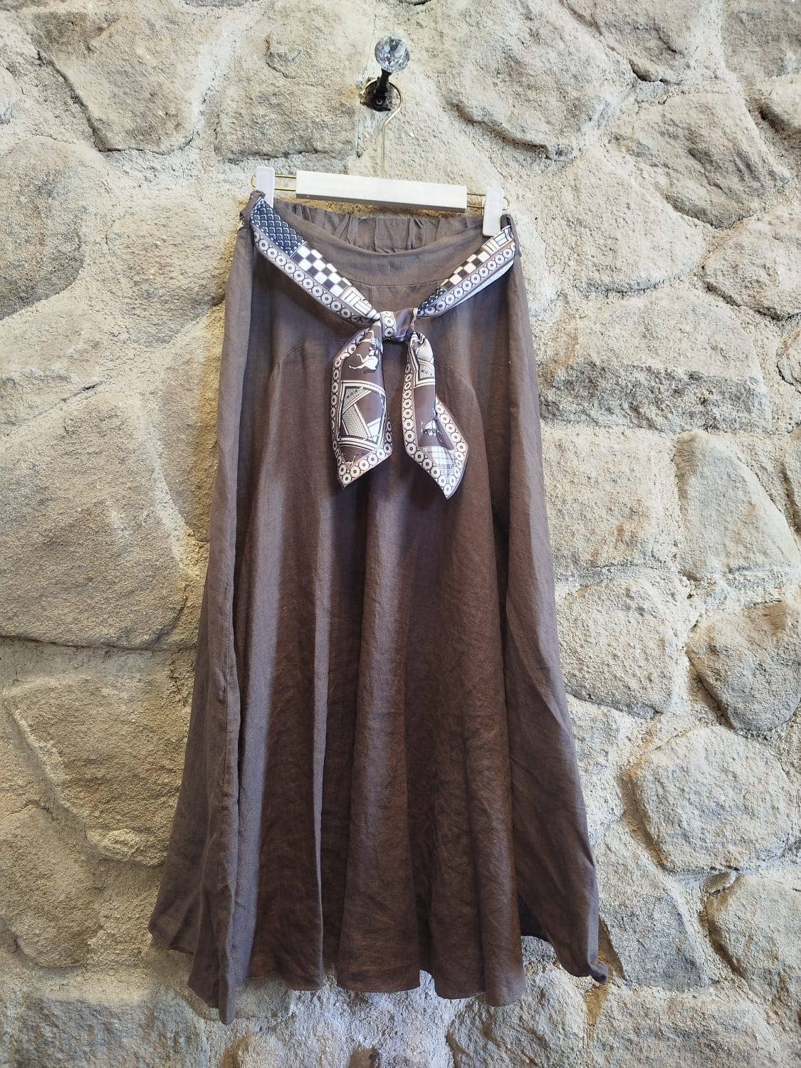 100% LINEN SKIRT W/SCARF BLT