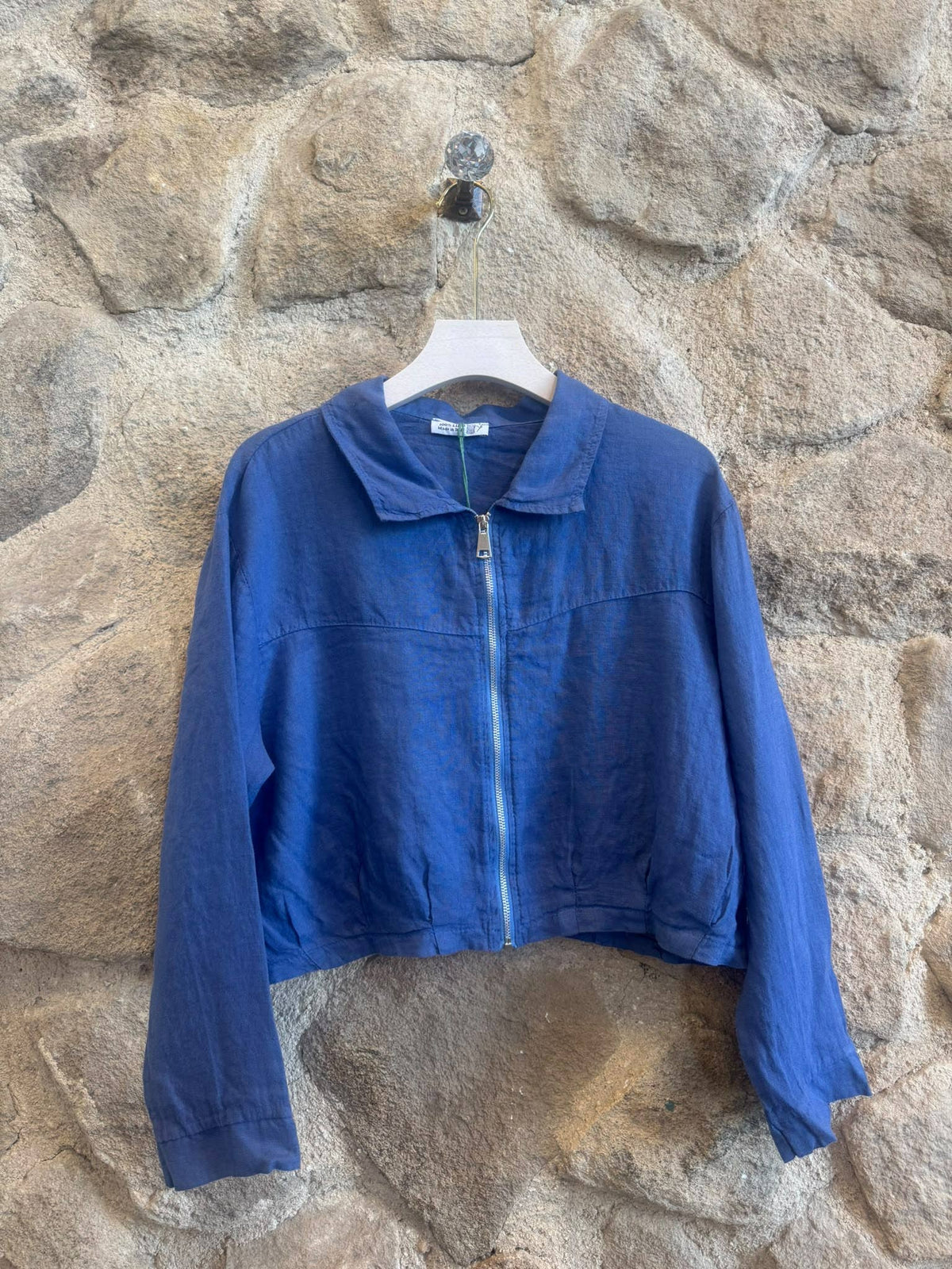 Italian Linen Cropped Zipper Jacket – view 15