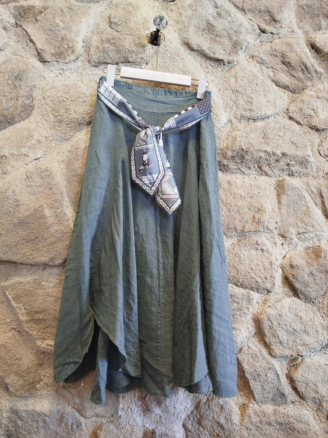 100% LINEN SKIRT W/SCARF BLT
